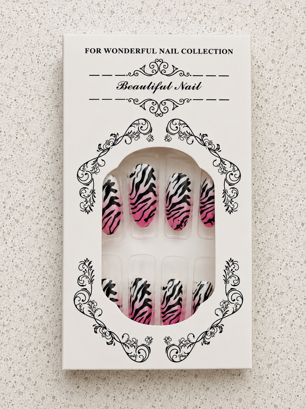 Pink Ombre Zebra Press-On Nails